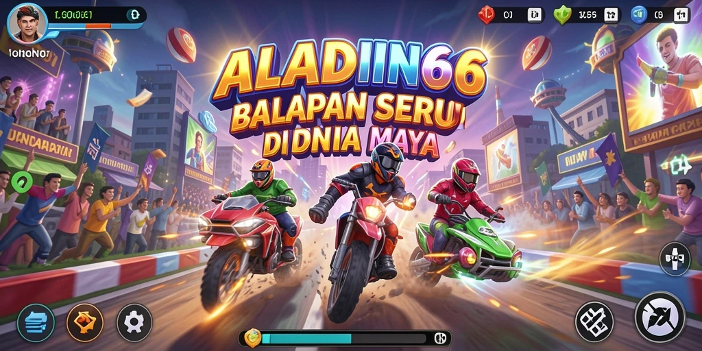 Tampilan gameplay seru di ALADIN66 dengan balapan yang mendebarkan.