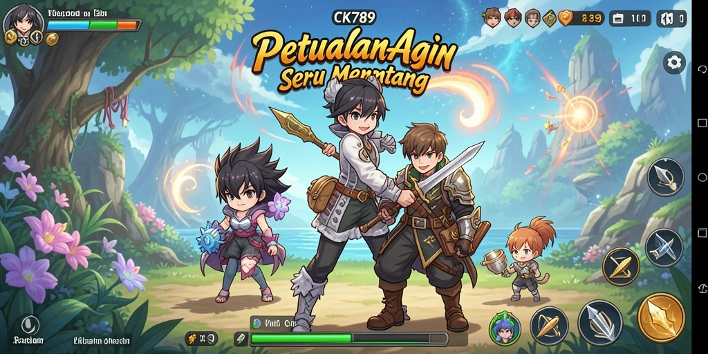 Gambar gameplay CK789 menampilkan aksi karakter anime yang mendebarkan.