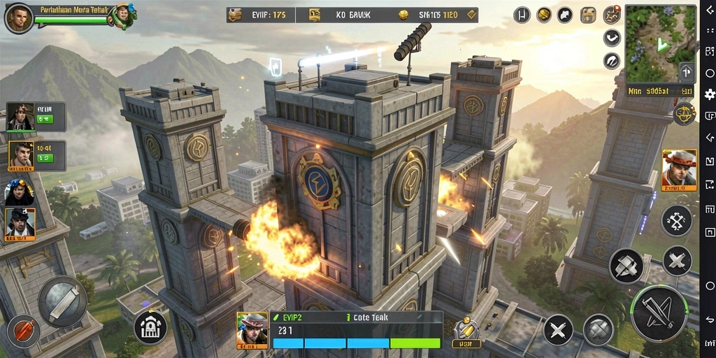Tampilan menarik dari gameplay Tower Defense di EVIP2.