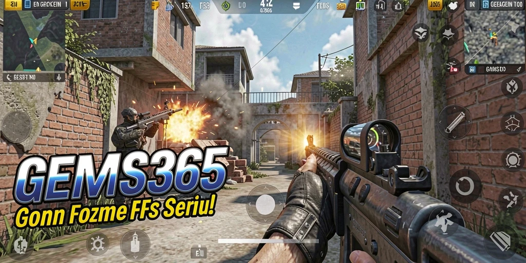 Tangkapan layar dari GEMS365 menampilkan aksi tembak-menembak yang menegangkan.