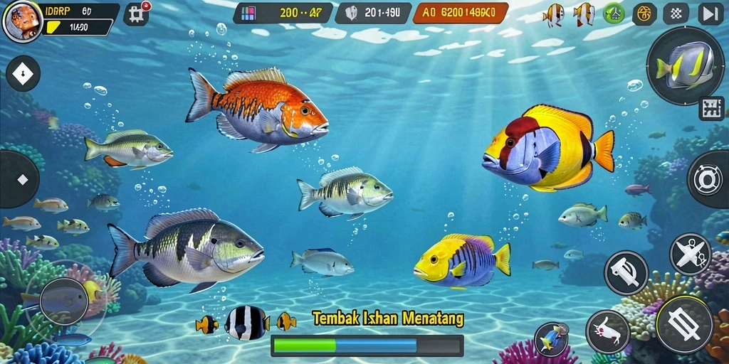 Tampilan gameplay IDRRP yang seru dalam menembak ikan.