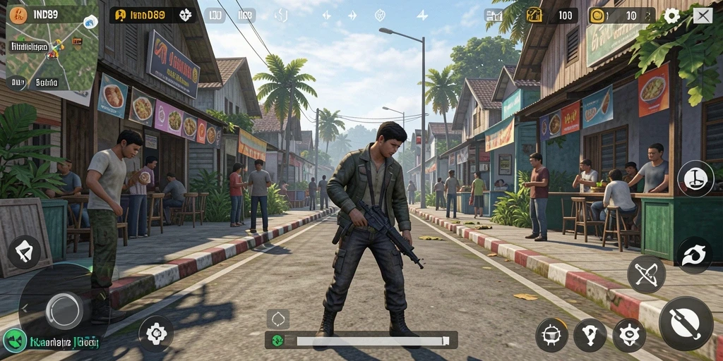 Tampilan gameplay IND89 yang menampilkan interaksi karakter dalam simulasi kehidupan.