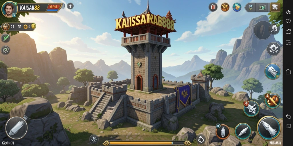 Tangkapan layar gameplay <strong>KAISAR888</strong> menampilkan aksi pertahanan menara yang mendebarkan.