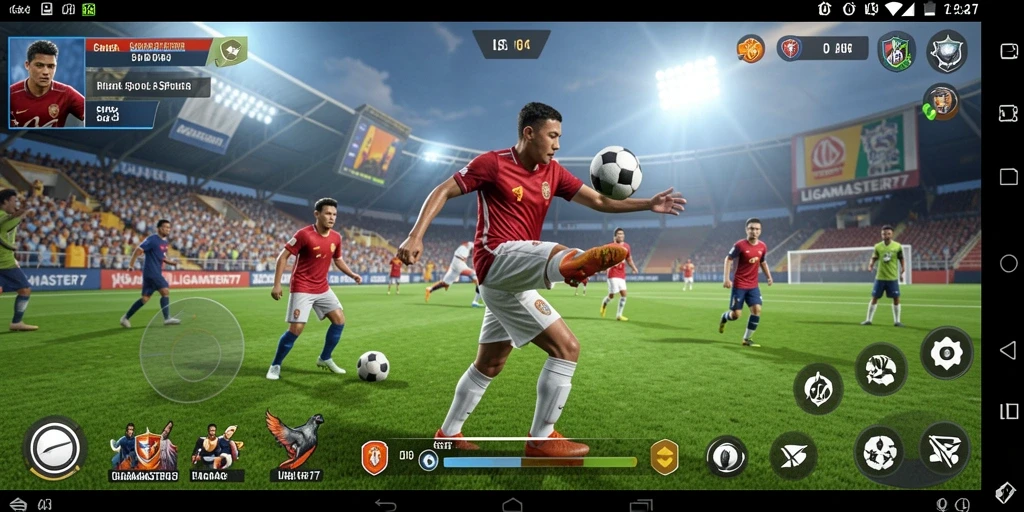 Screenshot gameplay LIGAMASTER77 dengan aksi olahraga yang mendebarkan.