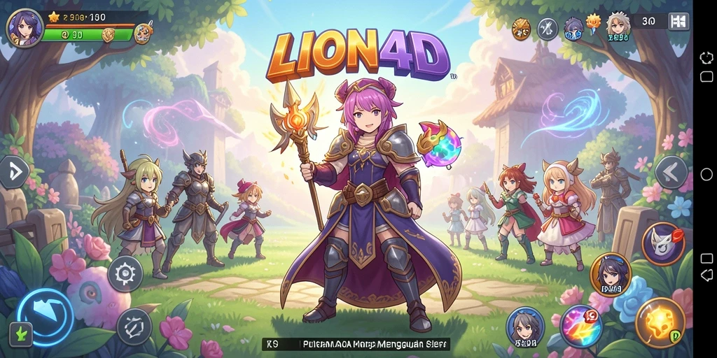 Tampilan menyenangkan dari gameplay LION4D yang penuh warna.