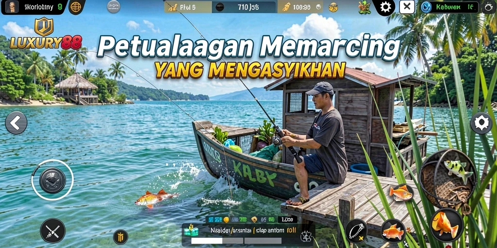 Tampilan gameplay LUXURY88 dengan lingkungan laut yang indah.