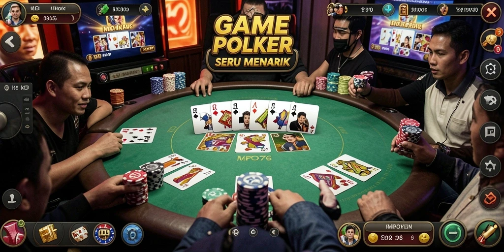 Tampilan seru gameplay Poker di MPO76 yang menarik dan menantang.
