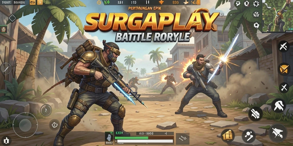 Screenshot gameplay SURGAPLAY yang menunjukkan aksi pertarungan Battle Royale.